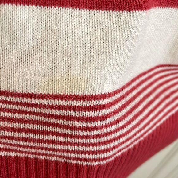 Vtg Levi’s red & white striped thin Henley neck sweater - Picture 7 of 10